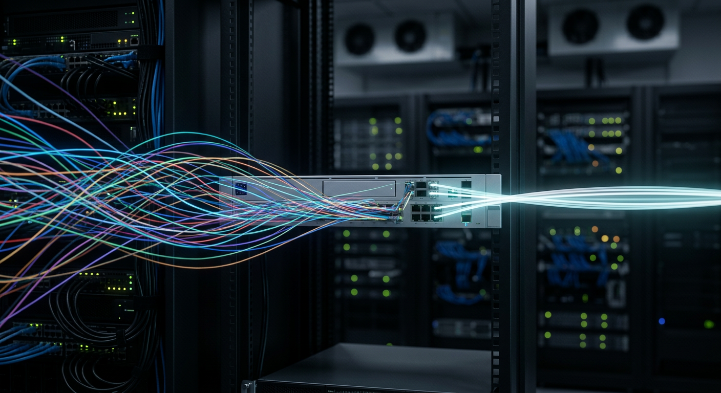 Enterprise network visibility appliance filtering traffic inside a rack server environment.